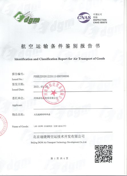 Chiny Henan Yuda Crystal Co.,Ltd Certyfikaty